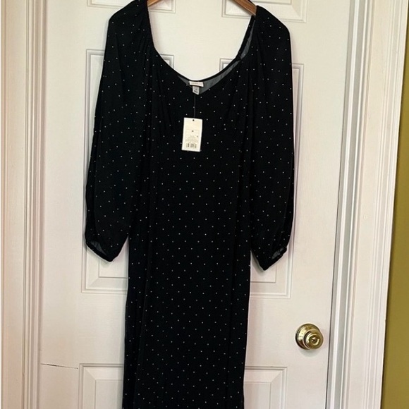 a new day Dresses & Skirts - a new day Black and White Polka Dot Long Sleeve Dress